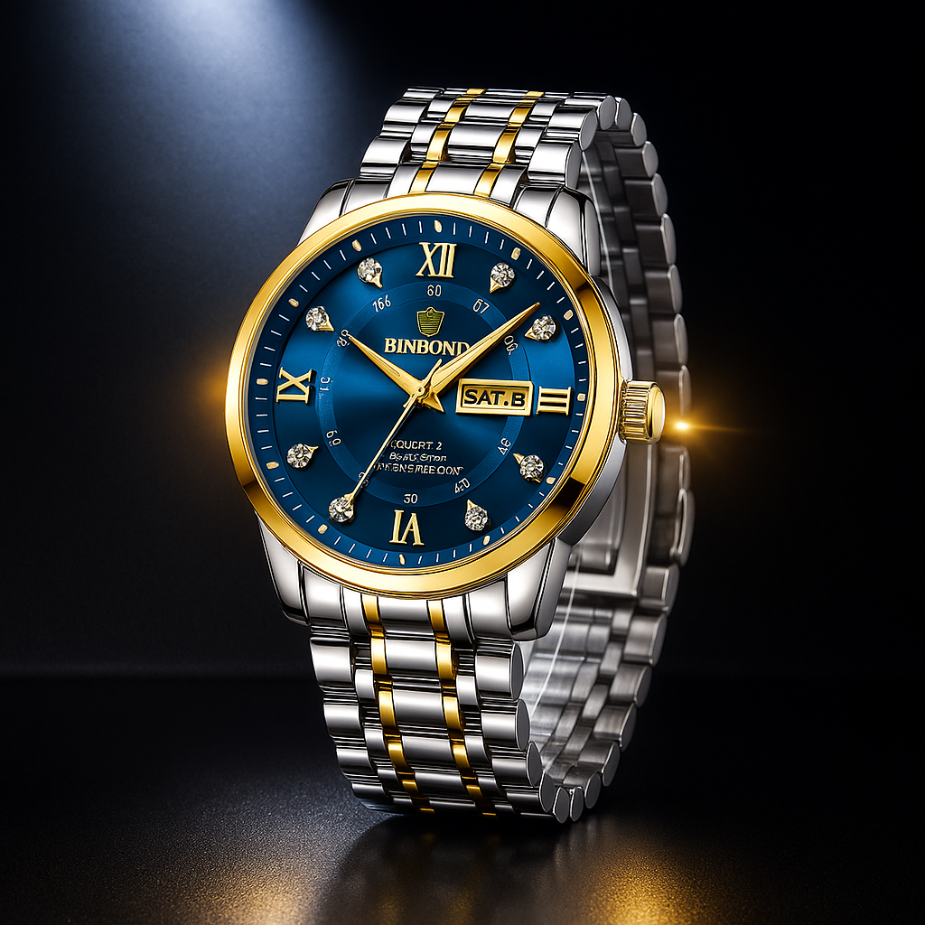 Fashion Quartz Wristwatch Gold Diamond Men Luxury Watch Automatic