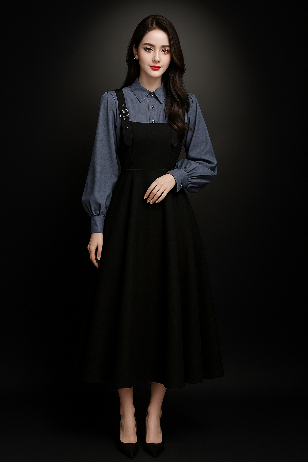Women's Fashion Shirt and A-Line Dress Two-Piece Set