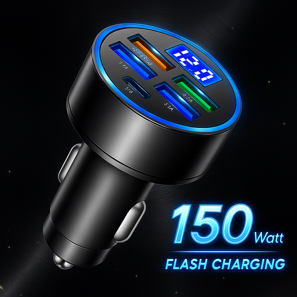 PD QC3.0 Car Charger with Digital Display for Vehicles