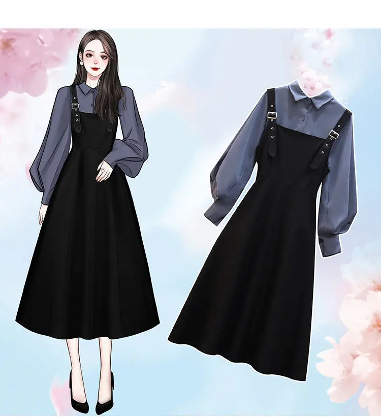 Women's Fashion Shirt and A-Line Dress Two-Piece Set