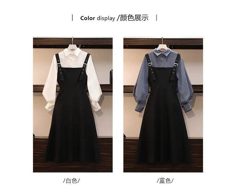 Women's Fashion Shirt and A-Line Dress Two-Piece Set