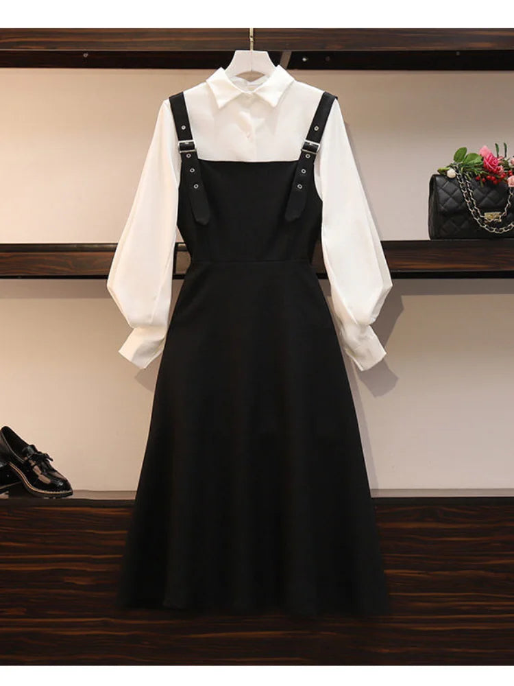 Women's Fashion Shirt and A-Line Dress Two-Piece Set