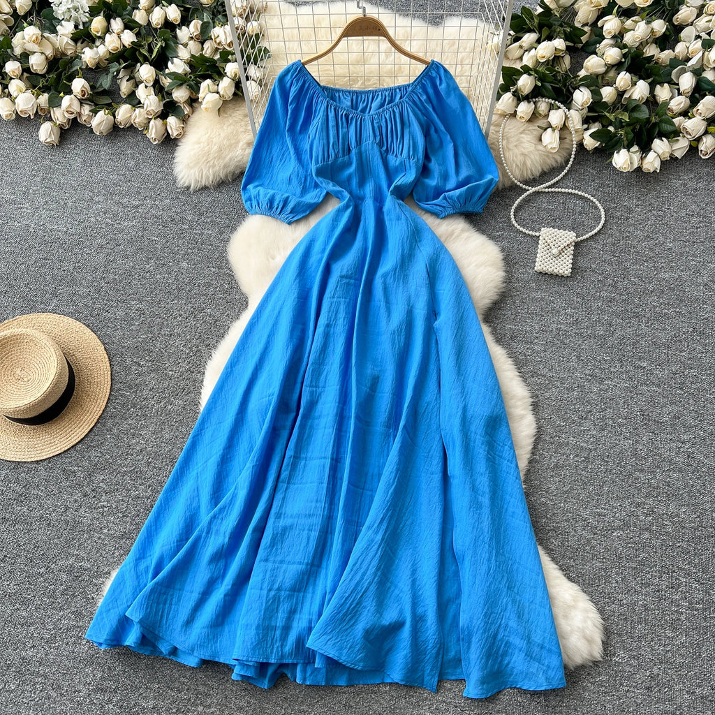 Women's Roman Slit Pleated Midi Dress