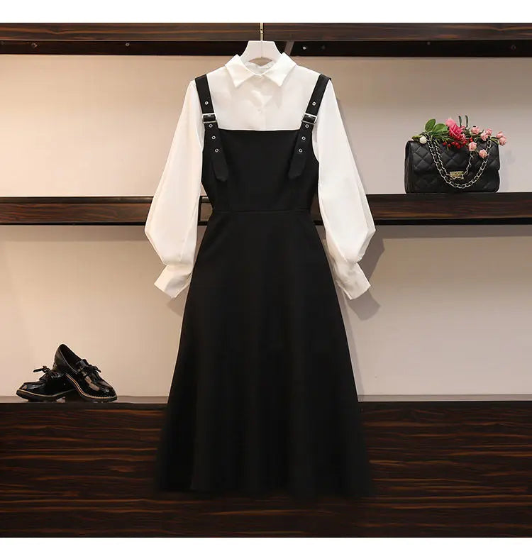 Women's Fashion Shirt and A-Line Dress Two-Piece Set