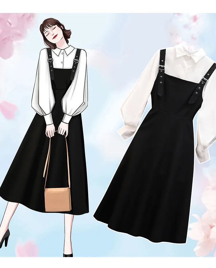 Women's Fashion Shirt and A-Line Dress Two-Piece Set