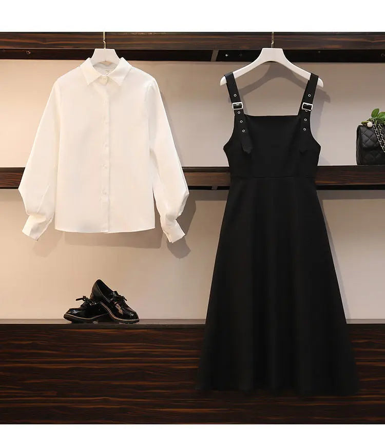 Women's Fashion Shirt and A-Line Dress Two-Piece Set