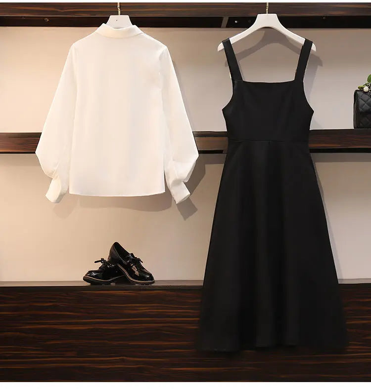 Women's Fashion Shirt and A-Line Dress Two-Piece Set