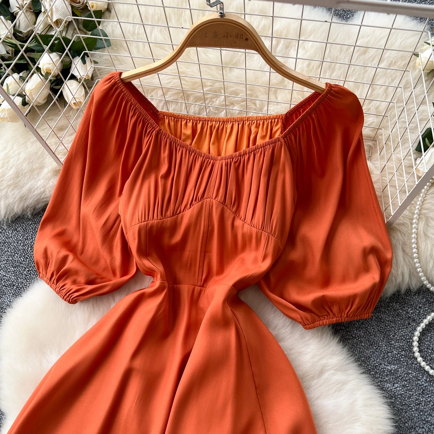 Women's Roman Slit Pleated Midi Dress