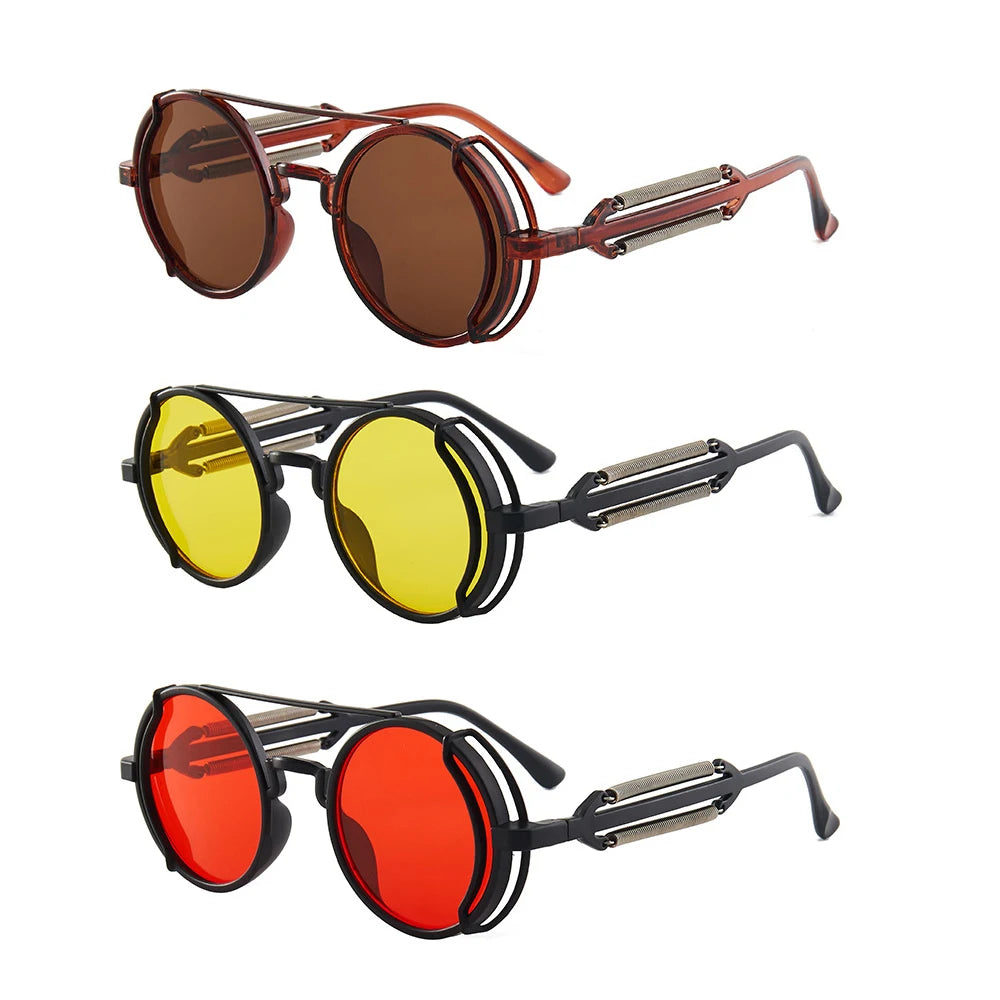 Classic Gothic Steampunk Sunglasses Luxury Brand Designer High Quality Men and Women Retro Round Pc Frame Sunglasses