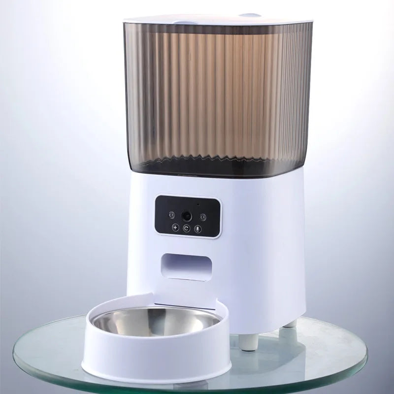 5L Double Bowls Smart Automatic Cat Feeder With Camera Cat Dry Food Video Dispenser Pet Smart Voice Recorder Auto Feeder For Dog Single bowl video