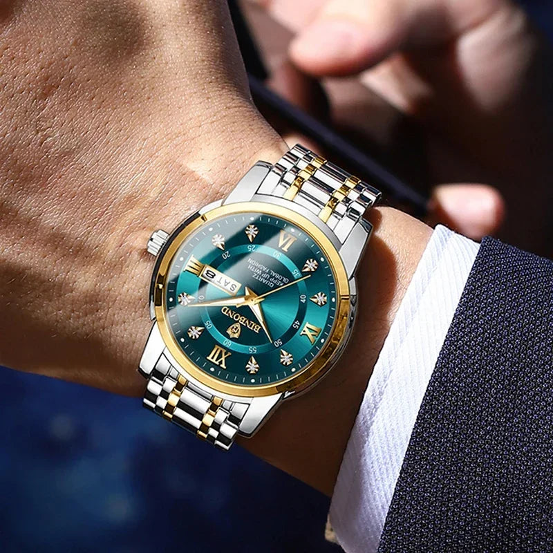 Fashion Quartz Wristwatch Gold Diamond Men Luxury Watch Automatic