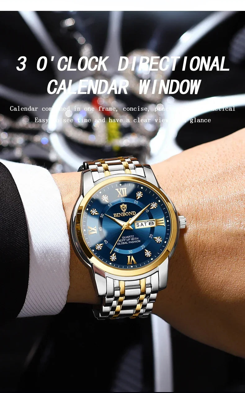 Fashion Quartz Wristwatch Gold Diamond Men Luxury Watch Automatic