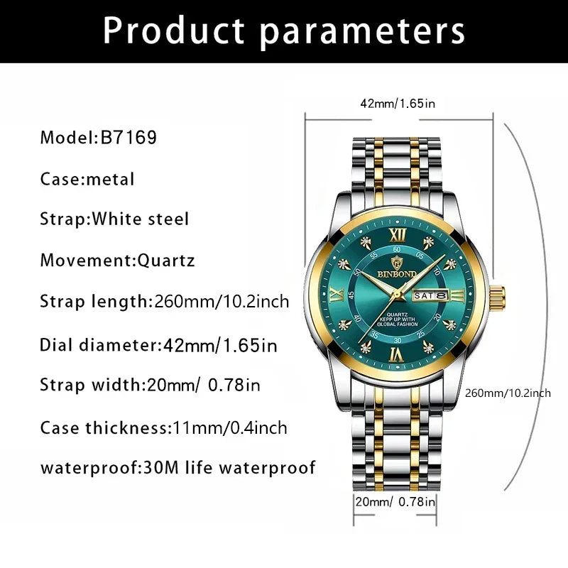 Fashion Quartz Wristwatch Gold Diamond Men Luxury Watch Automatic