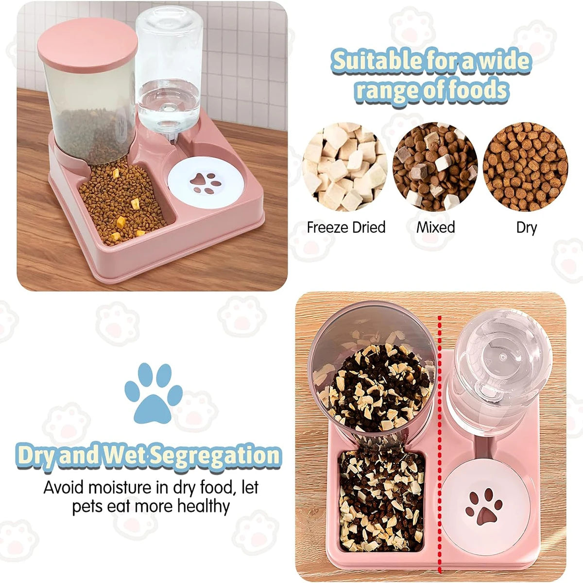 2-in-1 Tilted Automatic Pet Feeder and Water Dispenser