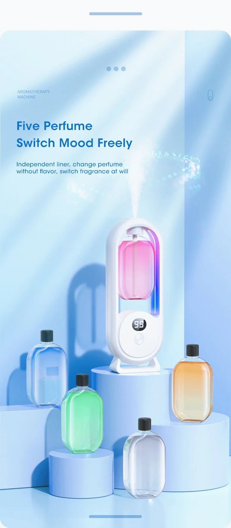 Smart essential oil diffuser, color luminous aromatherapy machine, car bedroom living room office aromatherapy machine