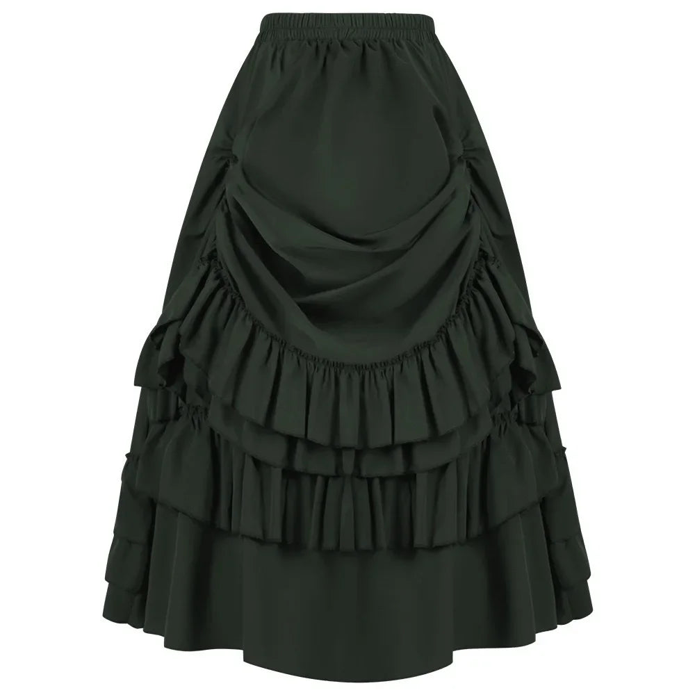 Vintage Steampunk Corset Skirt with Satin and Lace