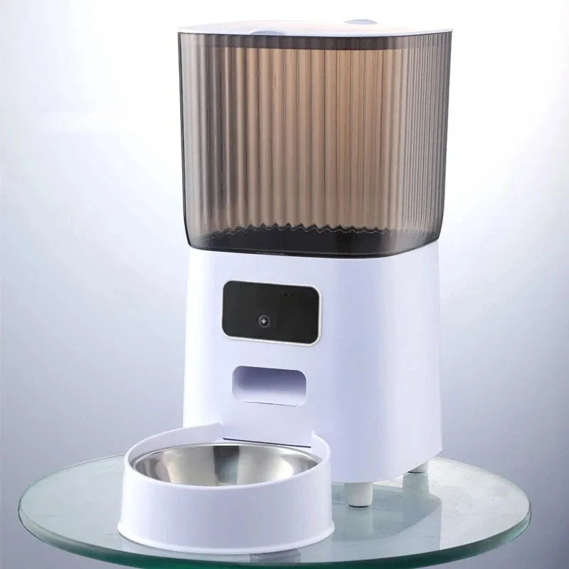 5L Double Bowls Smart Automatic Cat Feeder With Camera Cat Dry Food Video Dispenser Pet Smart Voice Recorder Auto Feeder For Dog Single bowl WIFI