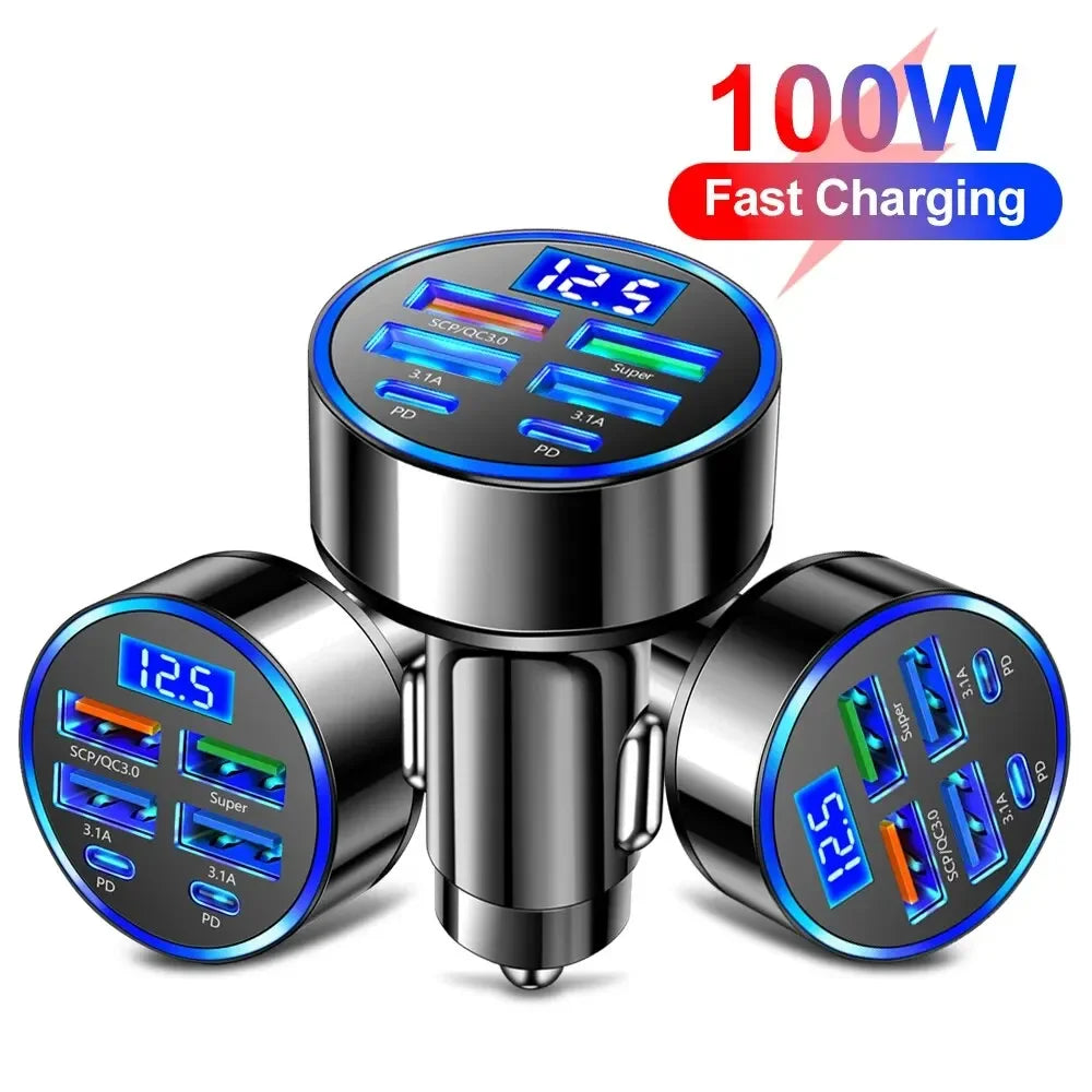 PD QC3.0 Car Charger with Digital Display for Vehicles