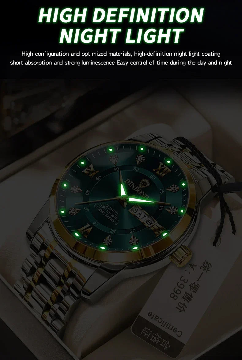Fashion Quartz Wristwatch Gold Diamond Men Luxury Watch Automatic