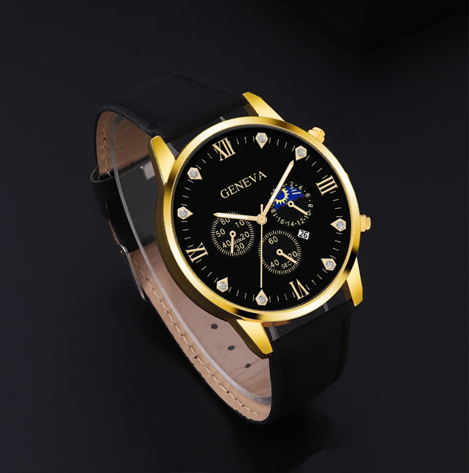 Men's Luxury Quartz Watch and Bracelet Set