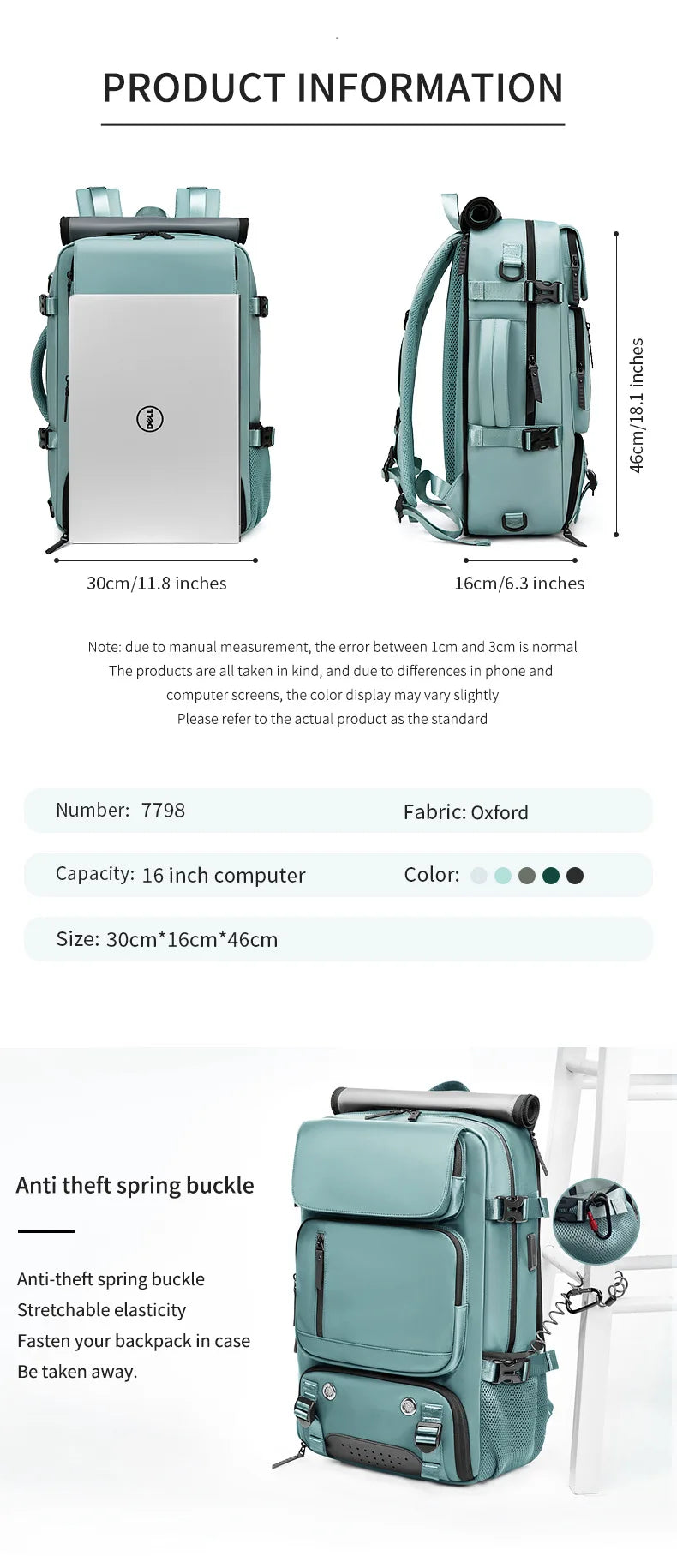 Large Travel Backpack with USB Charging and Shoe Compartment