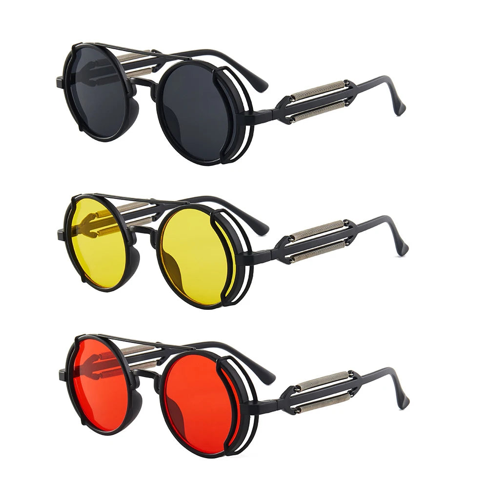 Classic Gothic Steampunk Sunglasses Luxury Brand Designer High Quality Men and Women Retro Round Pc Frame Sunglasses