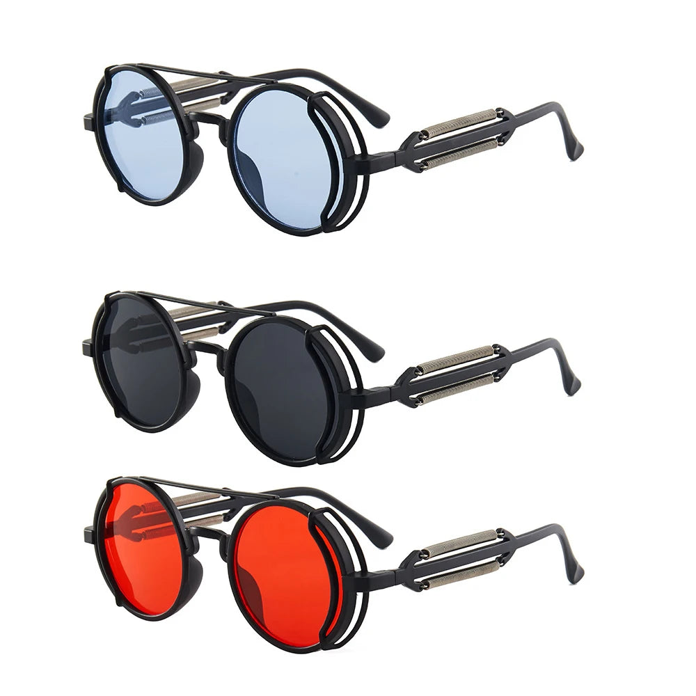 Classic Gothic Steampunk Sunglasses Luxury Brand Designer High Quality Men and Women Retro Round Pc Frame Sunglasses