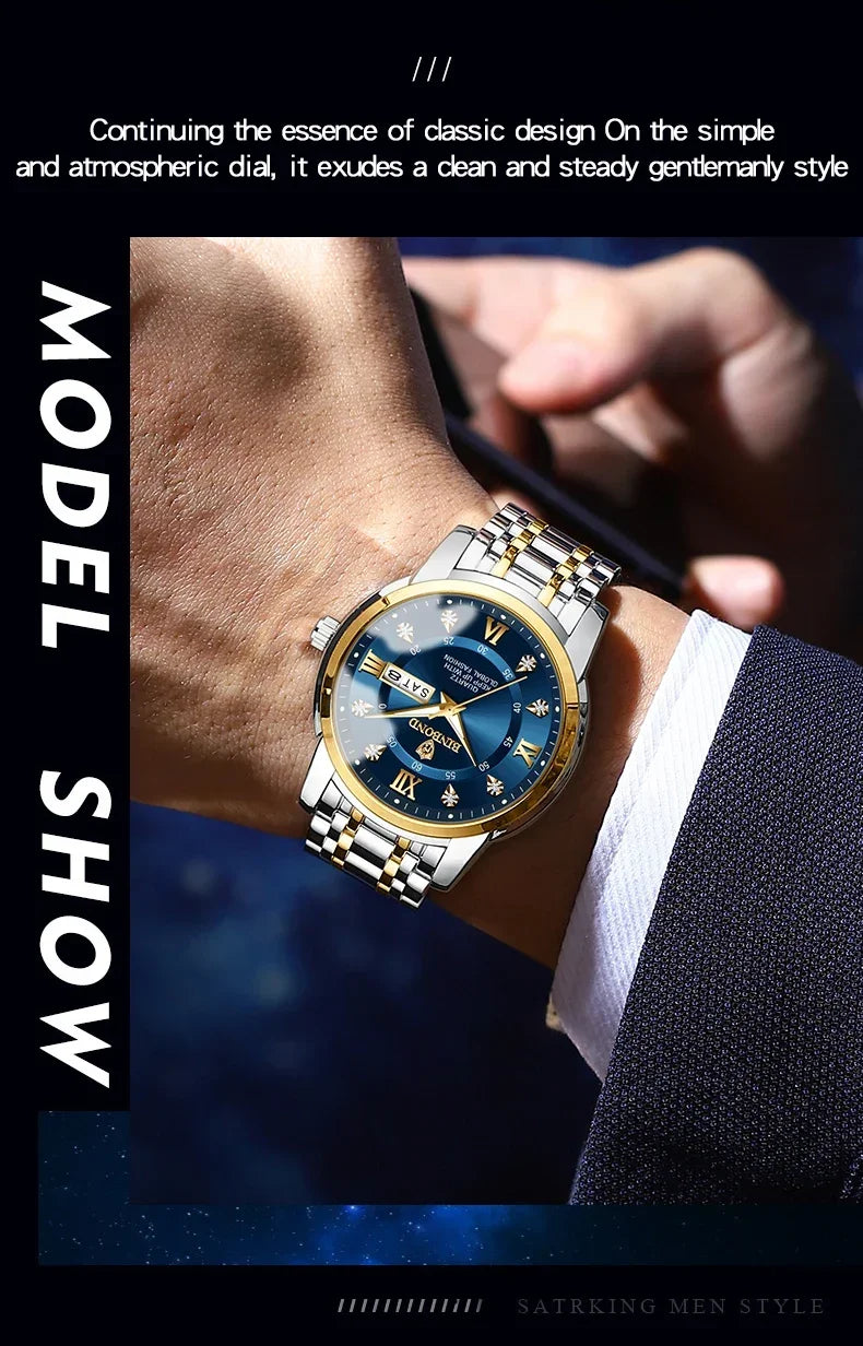 Fashion Quartz Wristwatch Gold Diamond Men Luxury Watch Automatic