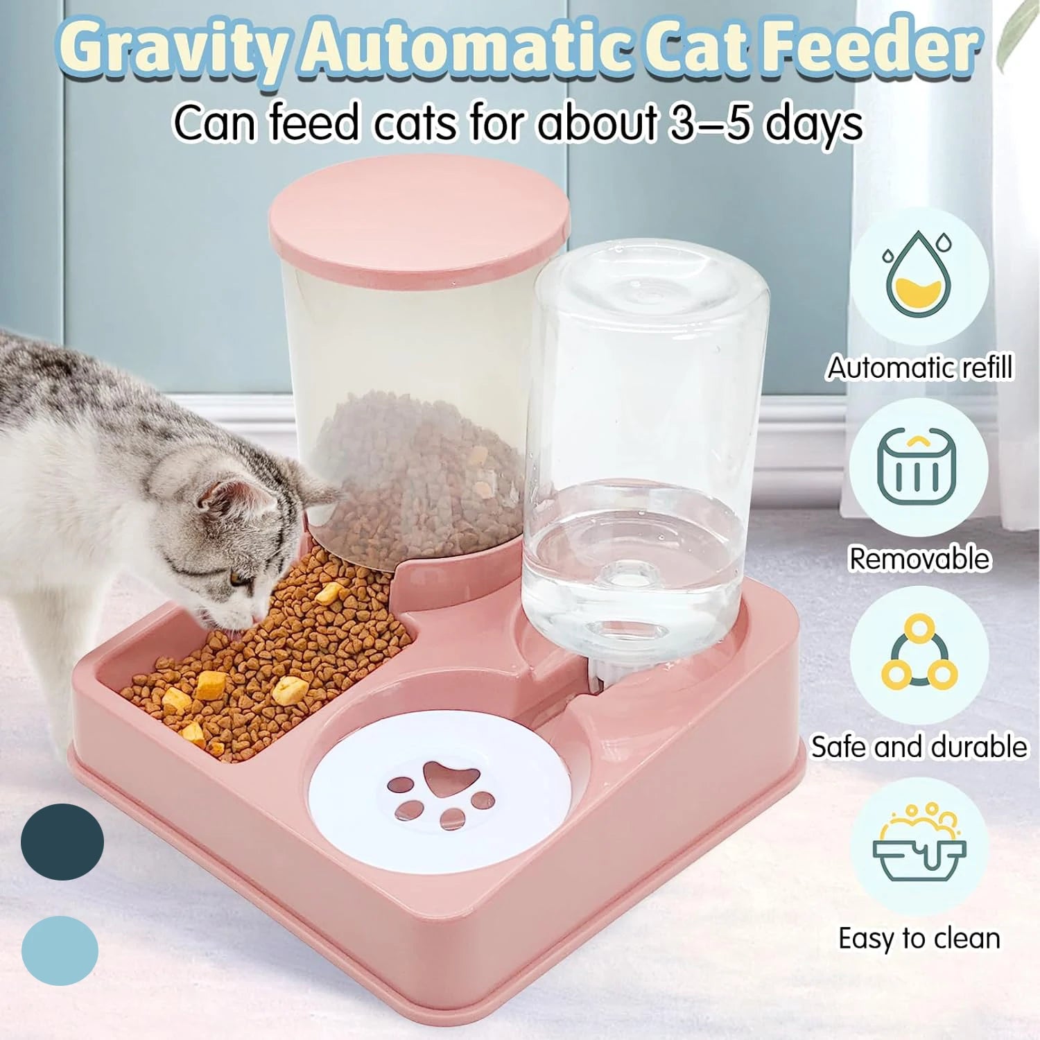 2-in-1 Tilted Automatic Pet Feeder and Water Dispenser