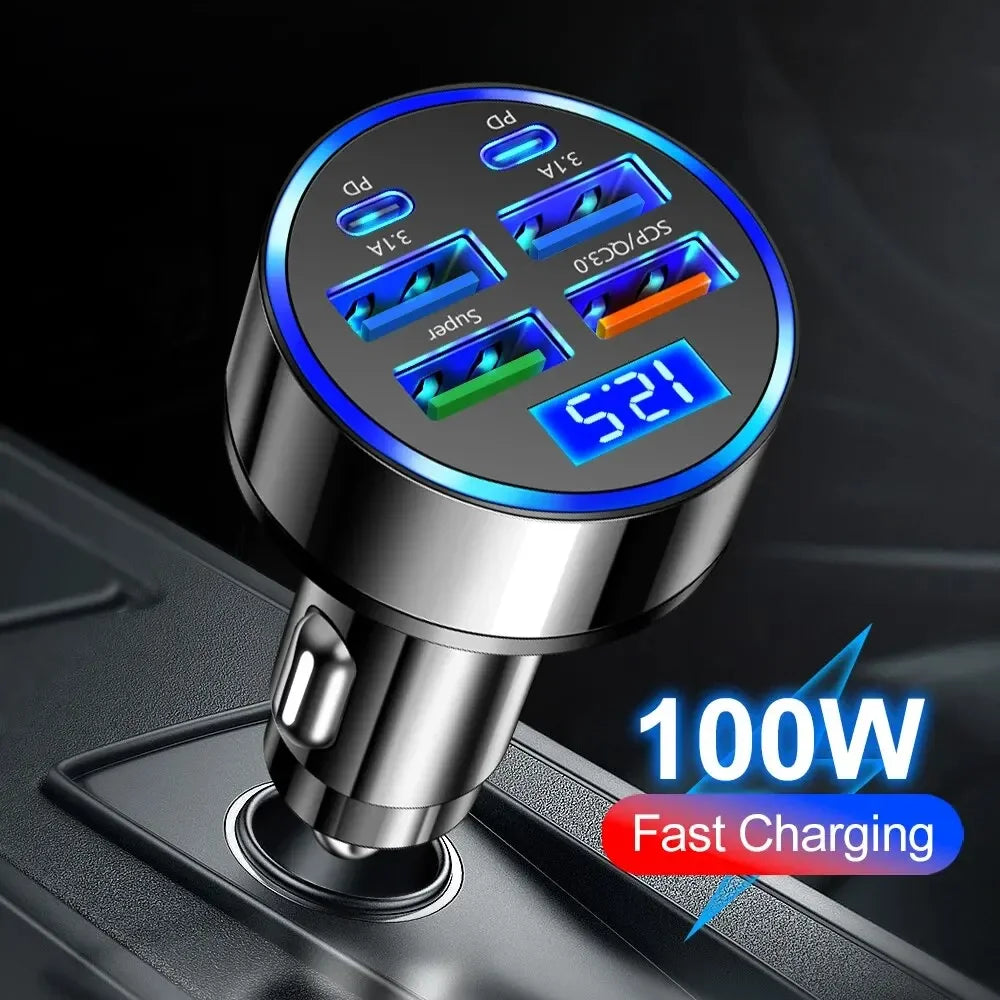 PD QC3.0 Car Charger with Digital Display for Vehicles