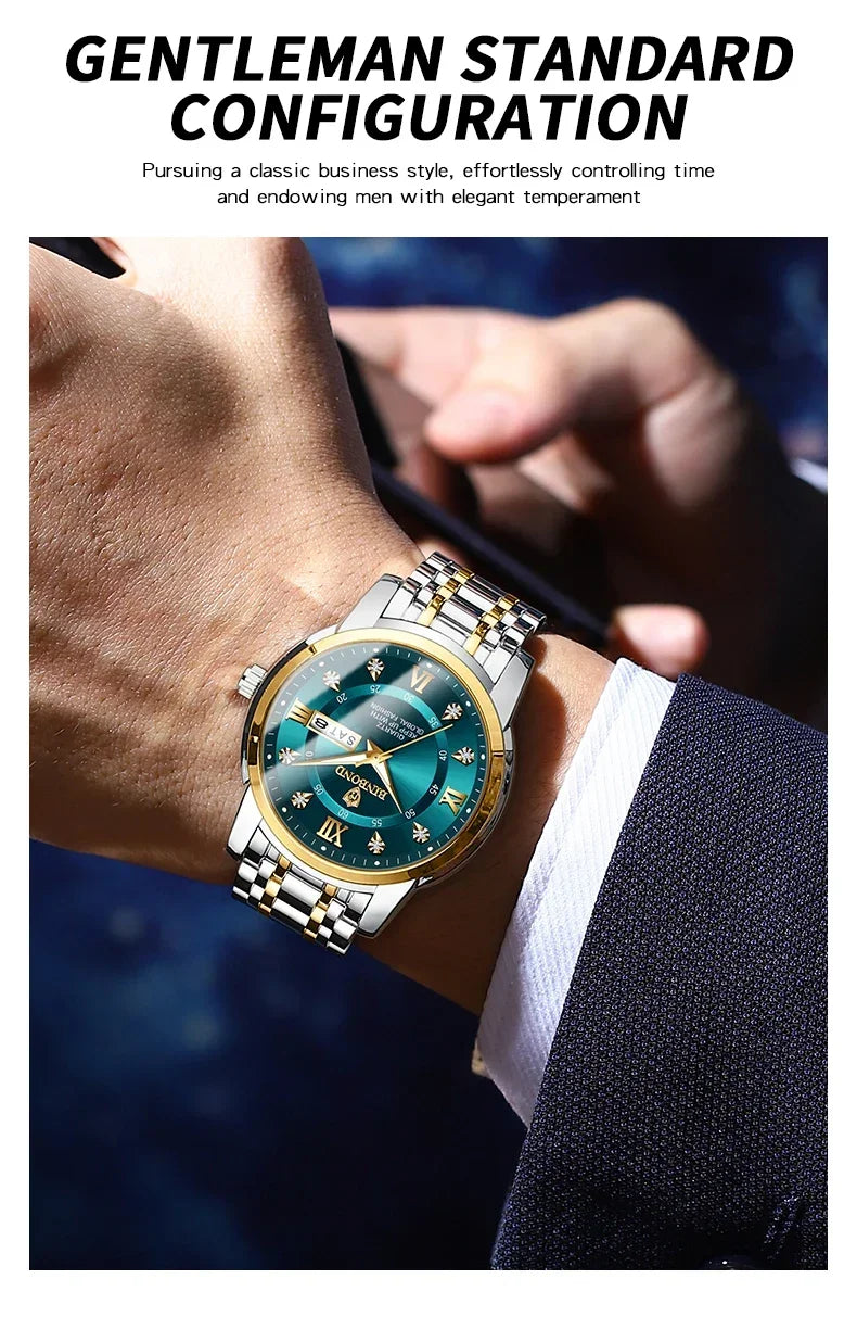 Fashion Quartz Wristwatch Gold Diamond Men Luxury Watch Automatic