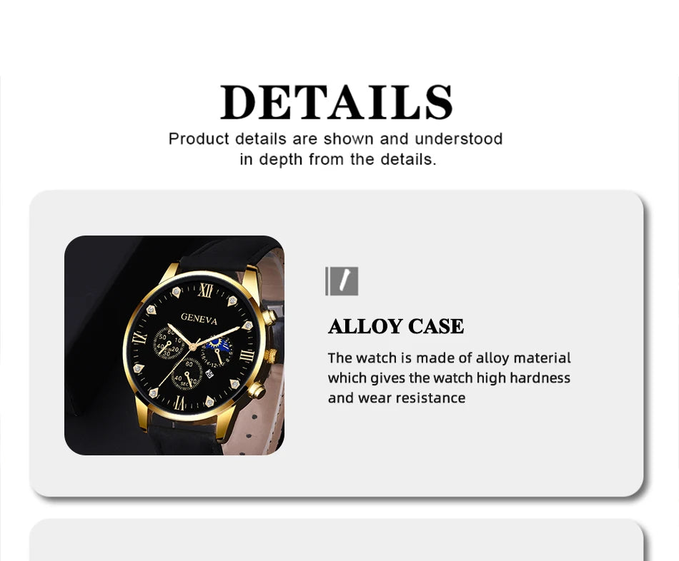Men's Luxury Quartz Watch and Bracelet Set