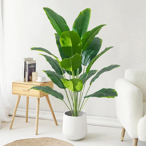 1pc Artificial Plants Large Tropical Palm Tree Fake Banana Plants Leaves Real Touch Plastic Monstera For Home Garden Party Decor 88cm 24 Leaves