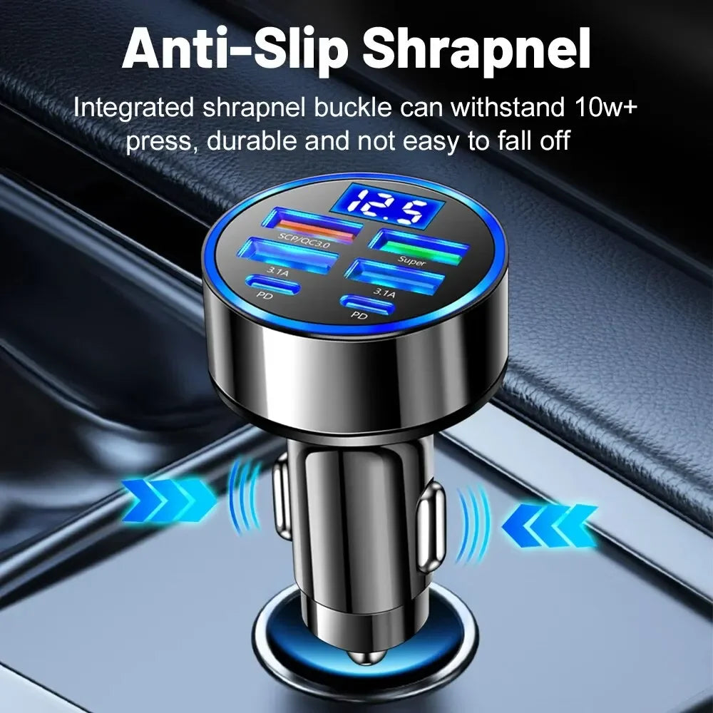 PD QC3.0 Car Charger with Digital Display for Vehicles