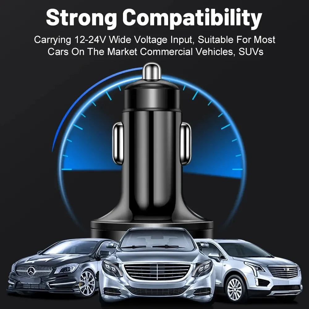 PD QC3.0 Car Charger with Digital Display for Vehicles