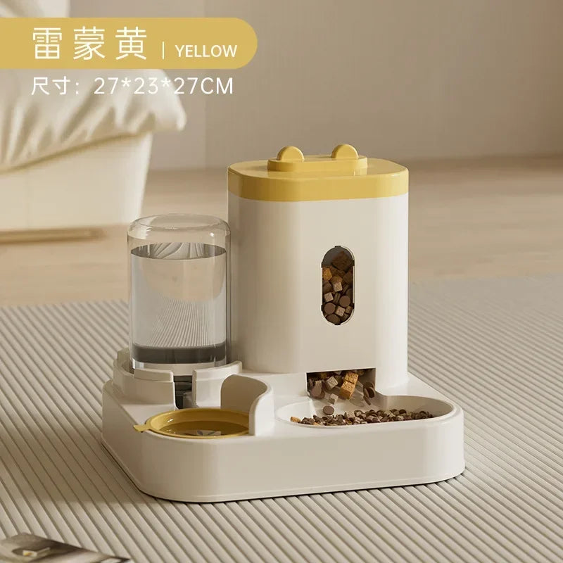 Automatic Feeder Dog Cat Food Bowl With Water Fountain Large Capacity Pet Food Storage Dispenser Container Puppy Pet Accessories Gold L 2L