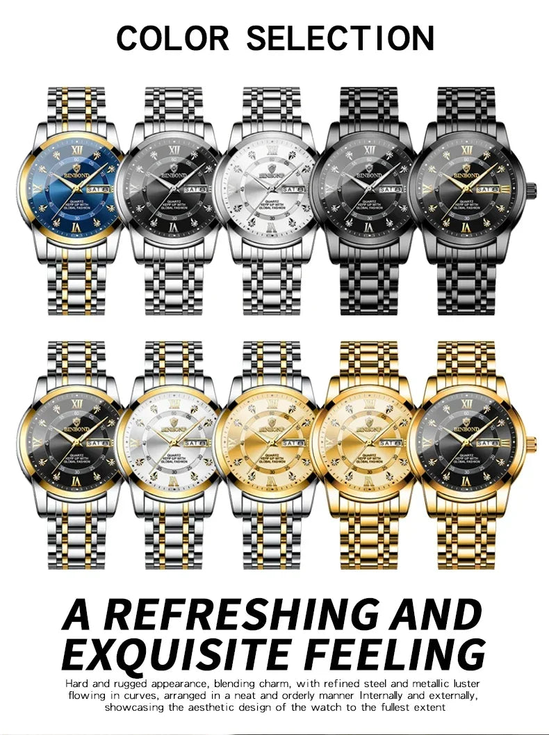 Fashion Quartz Wristwatch Gold Diamond Men Luxury Watch Automatic