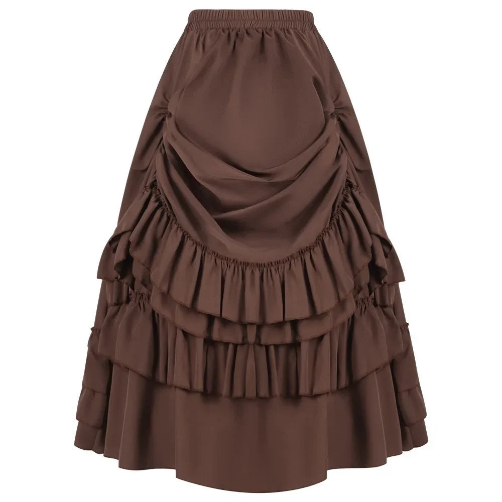 Vintage Steampunk Corset Skirt with Satin and Lace