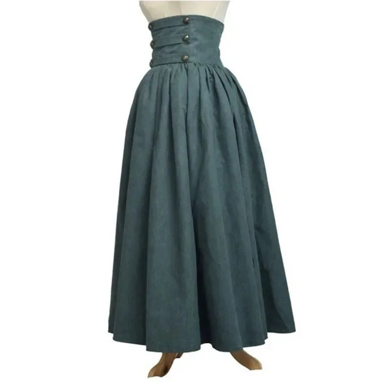 Renaissance Pleated Maxi Corset Skirt Light Blue A