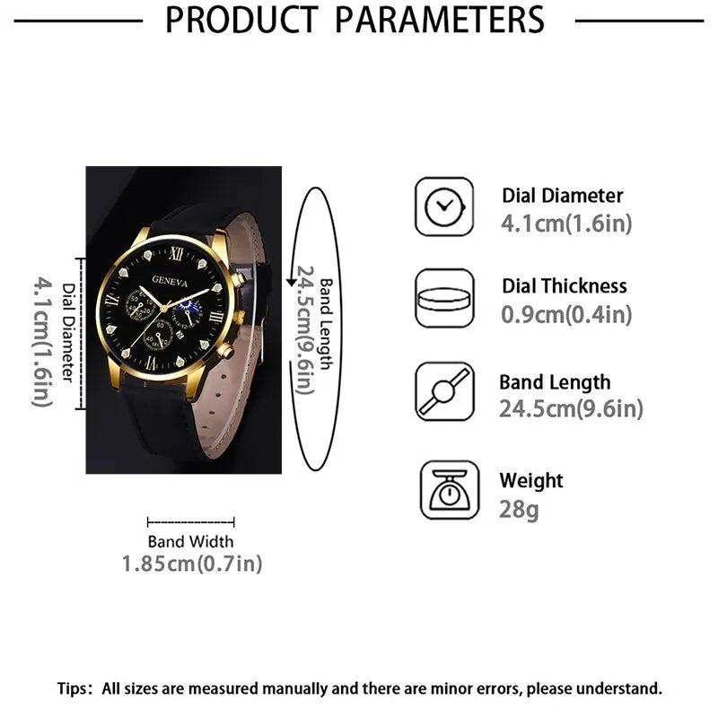 Men's Luxury Quartz Watch and Bracelet Set