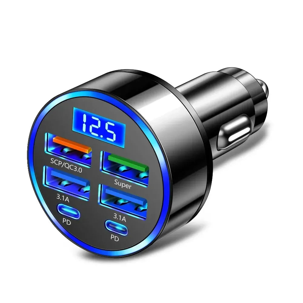 PD QC3.0 Car Charger with Digital Display for Vehicles