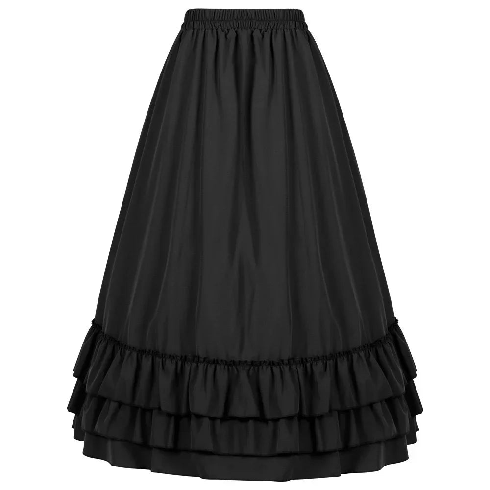 Vintage Steampunk Corset Skirt with Satin and Lace