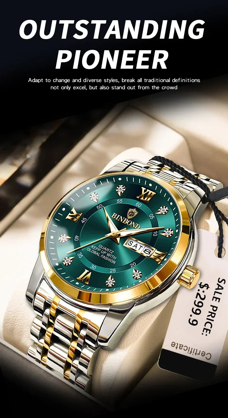 Fashion Quartz Wristwatch Gold Diamond Men Luxury Watch Automatic