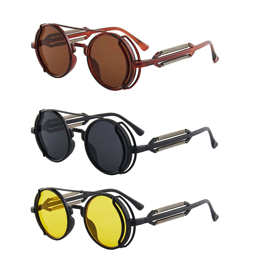 Classic Gothic Steampunk Sunglasses Luxury Brand Designer High Quality Men and Women Retro Round Pc Frame Sunglasses