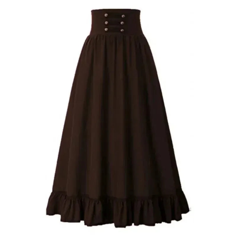 Renaissance Pleated Maxi Corset Skirt Brown B Style