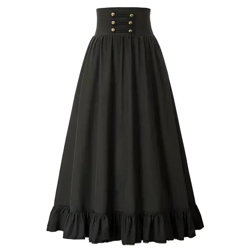 Renaissance Pleated Maxi Corset Skirt Black B Style
