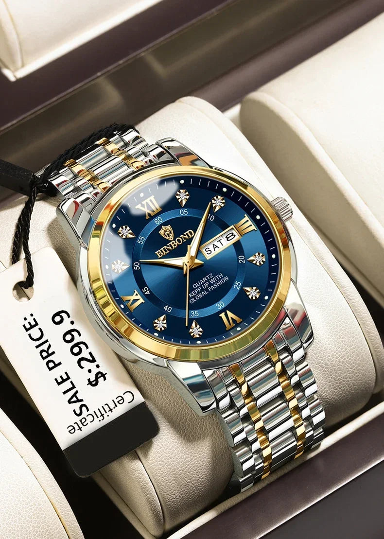 Fashion Quartz Wristwatch Gold Diamond Men Luxury Watch Automatic
