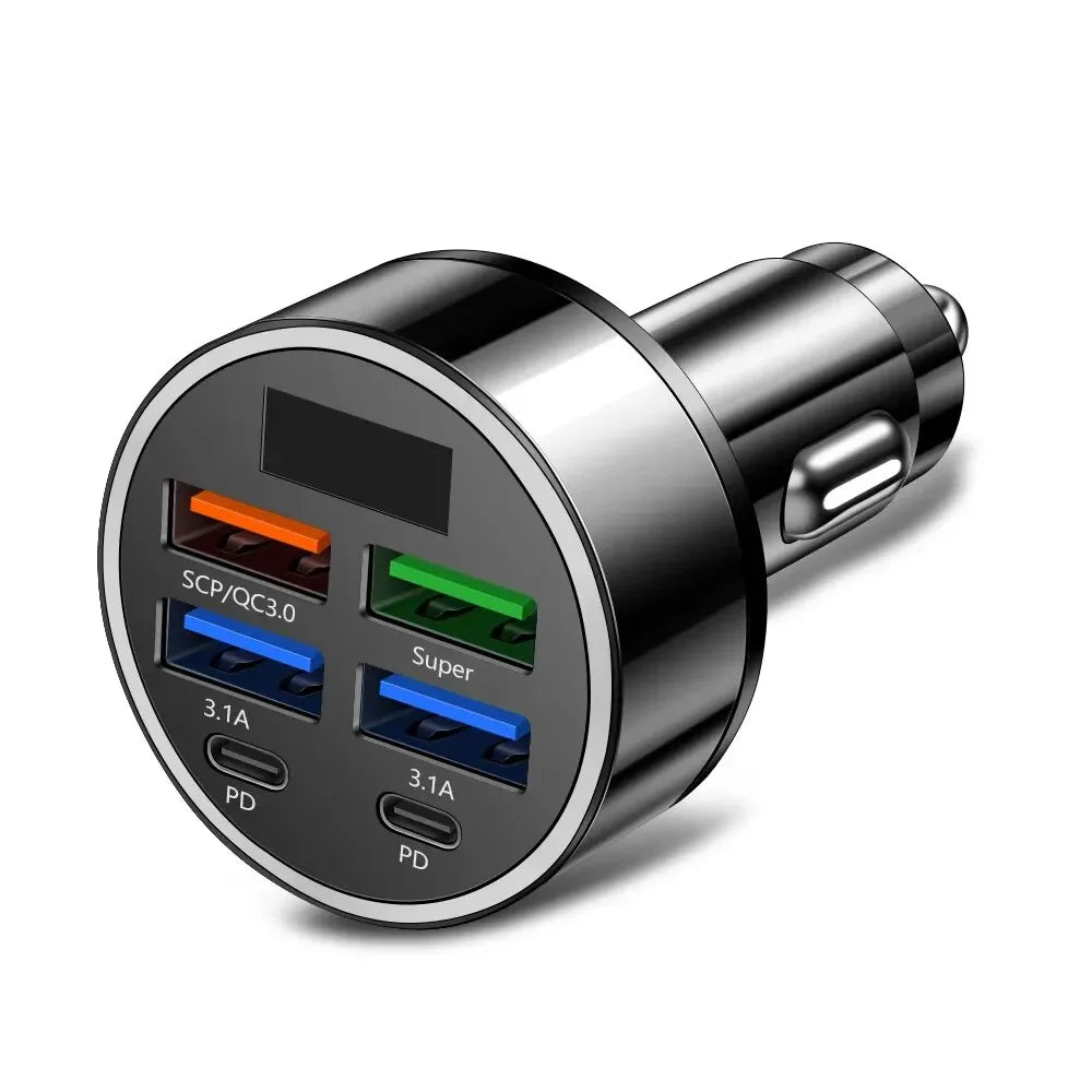 PD QC3.0 Car Charger with Digital Display for Vehicles