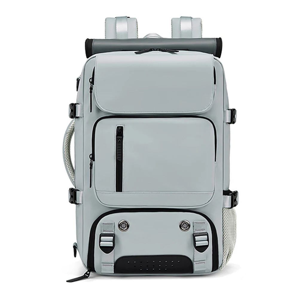 Large Travel Backpack with USB Charging and Shoe Compartment Light Gray8102
