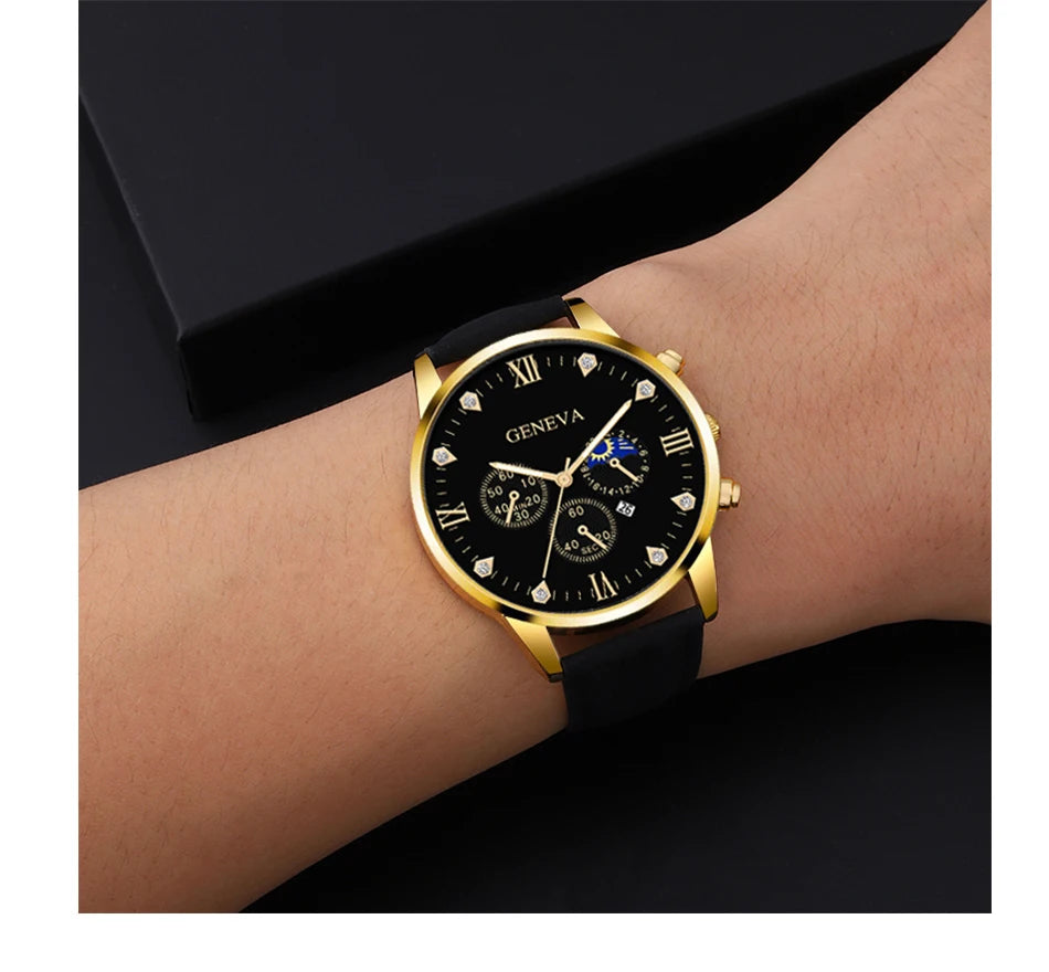 Men's Luxury Quartz Watch and Bracelet Set